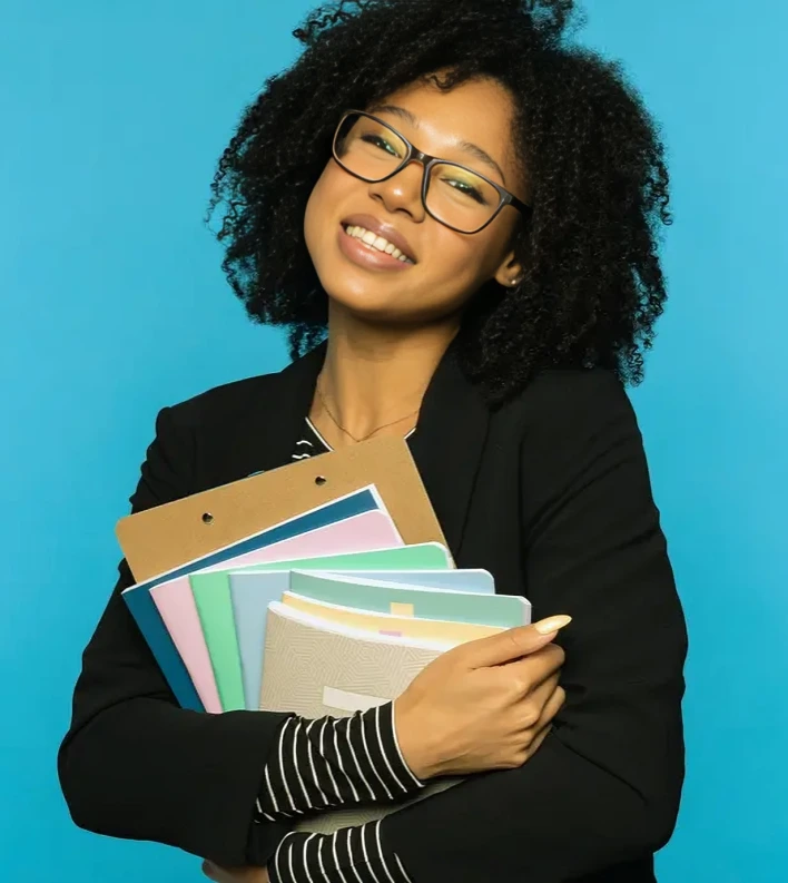 Student holding books